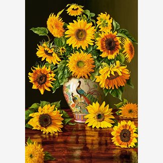 1000 bitar - Sunflowers in a Peacock Vase