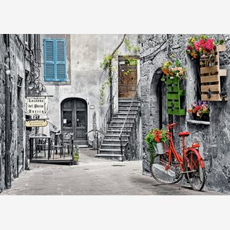 500 bitar - Charming Alley with Red Bicycle