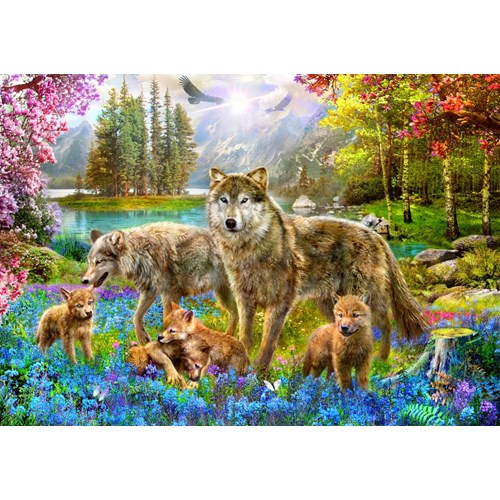 1500 bitar - Spring Wolf Family