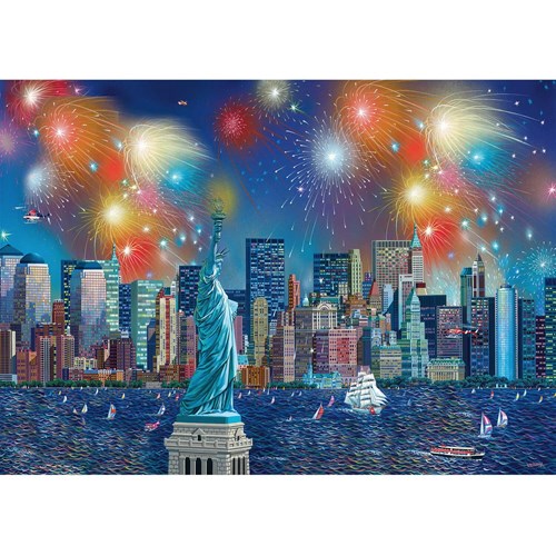 1000 bitar - Alexander Chen, Statue of Liberty with fireworks