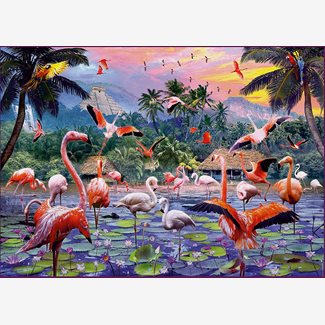 1000 bitar - Pink flamingos